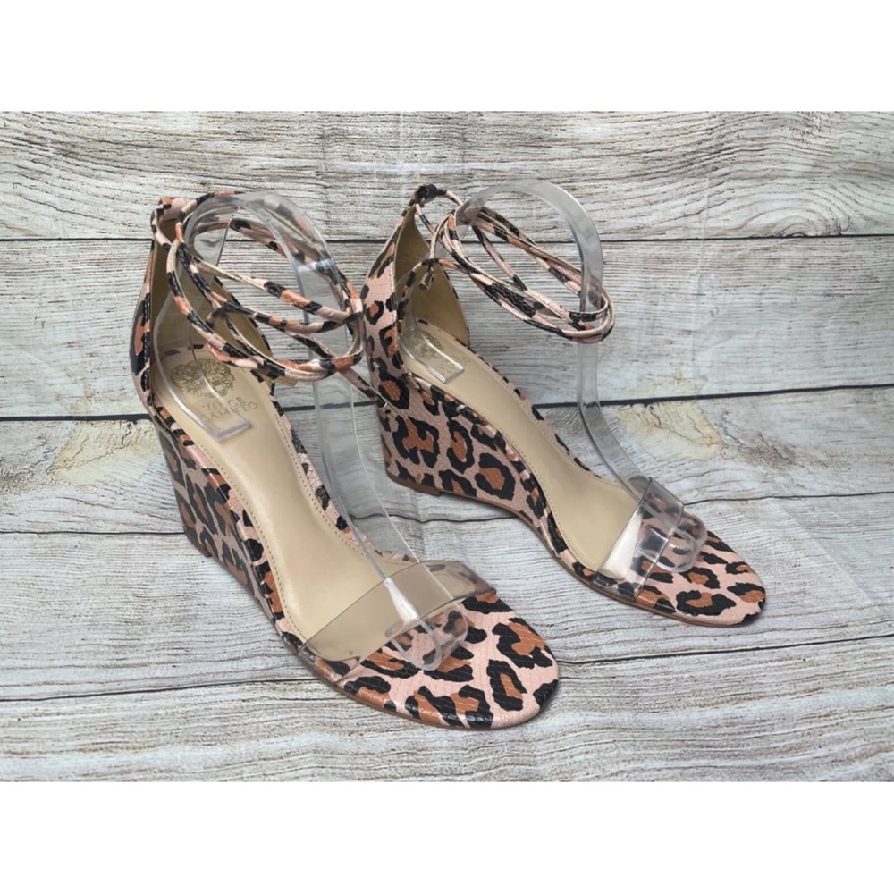 Vince Camuto Size 10 Sandal Stassia Animal Print Women's Ankle Strap Wedge